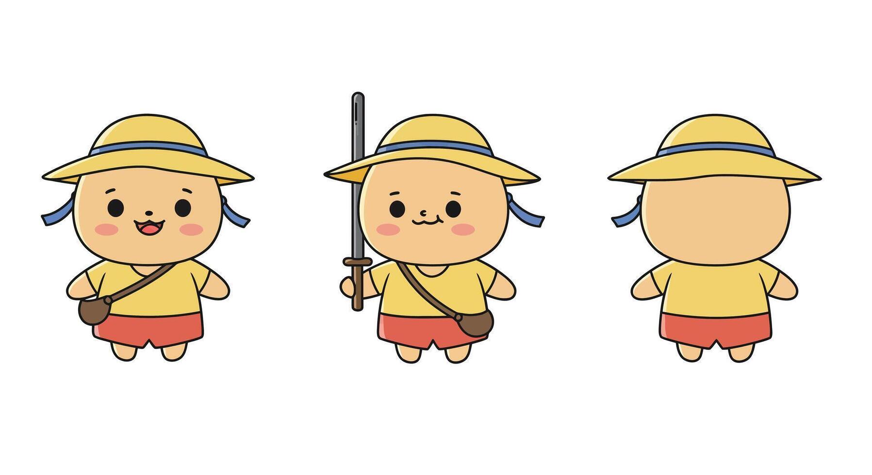 Cute character transformation from happy to determined with minimal style illustration vector