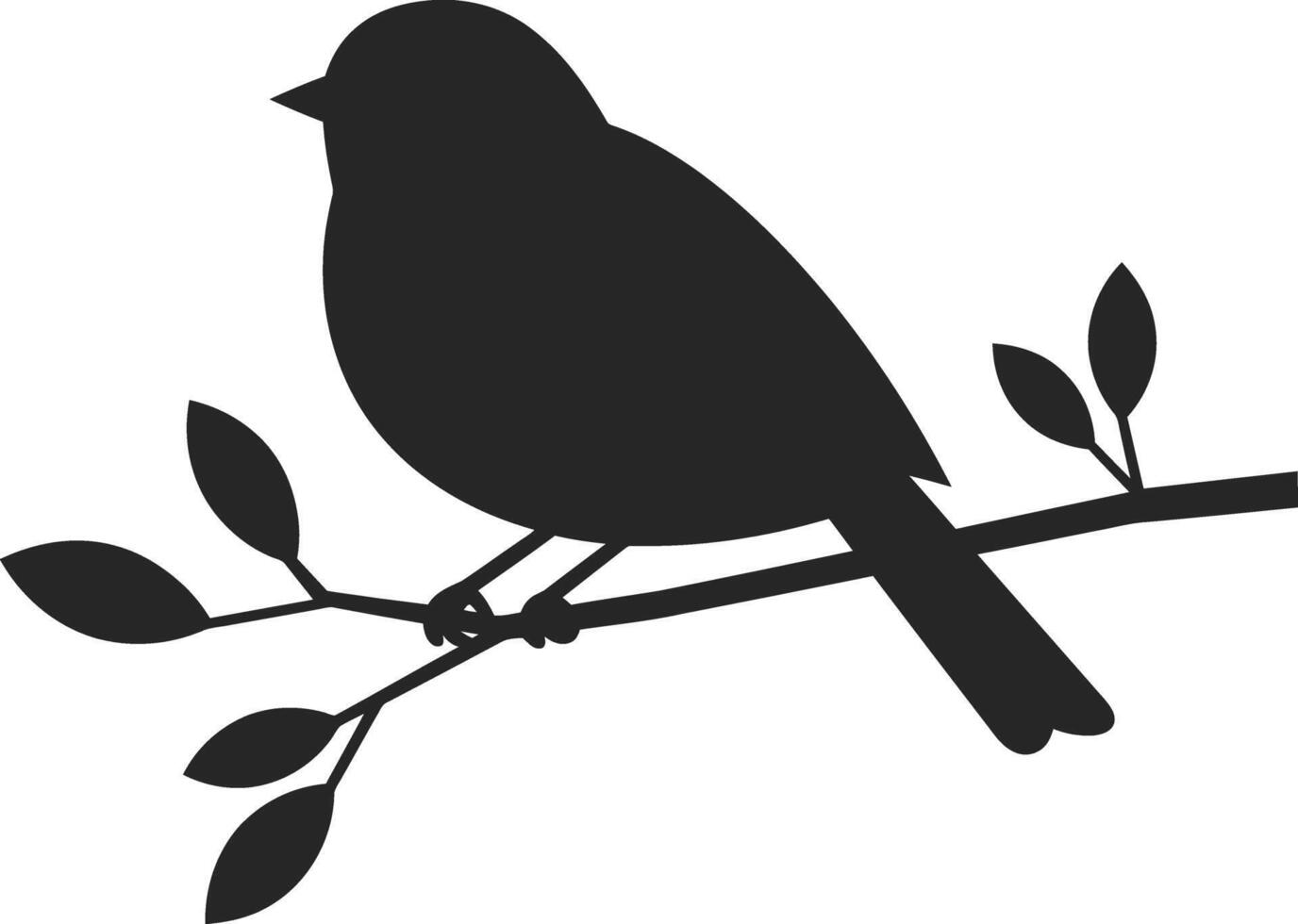 Bird sitting on a branch with leaves in minimal art vector