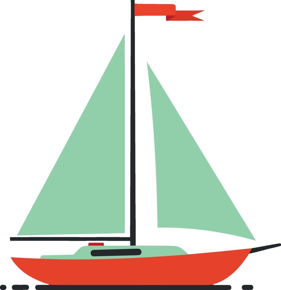 Sailboat design in flat style with vibrant colors and simple shapes illustration vector