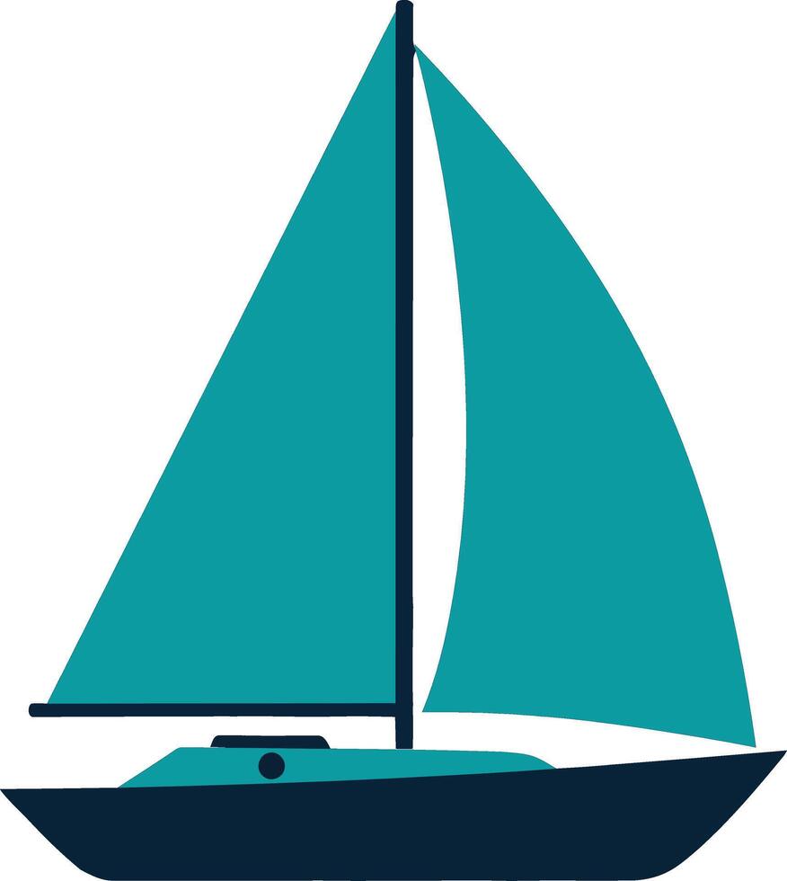 Sailboat design in teal and navy colors with minimal detail style art vector