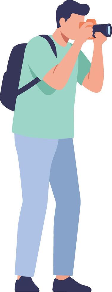 Photographer capturing moments in flat minimal style illustration vector