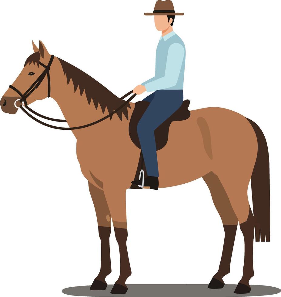 Horse and rider in flat design style showcasing movement in art vector