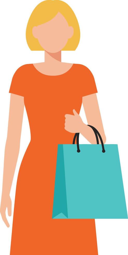 Woman holding shopping bag in flat design style illustration sadw vector