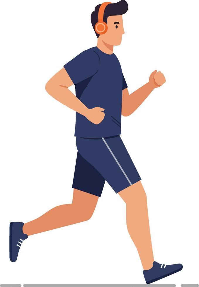 Running man in flat design style showcasing dynamic movement in illustration vector