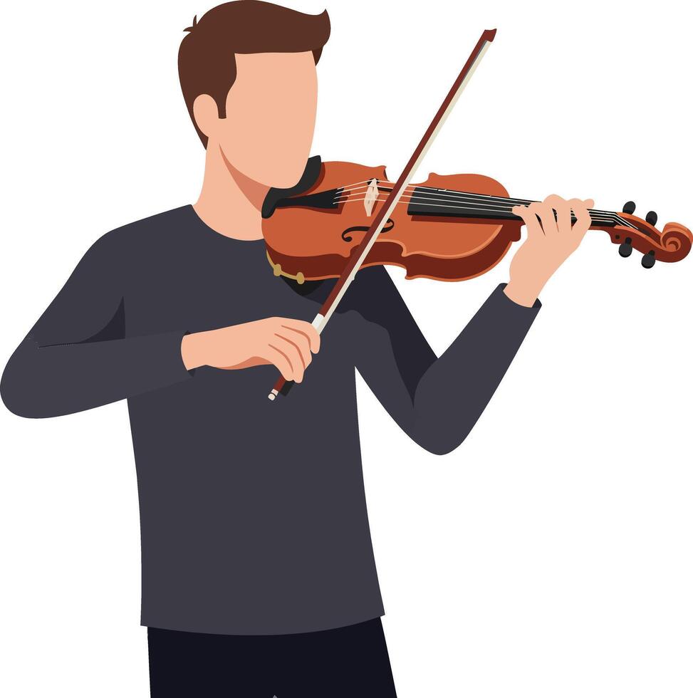 Male musician playing violin in a minimal flat design art vector