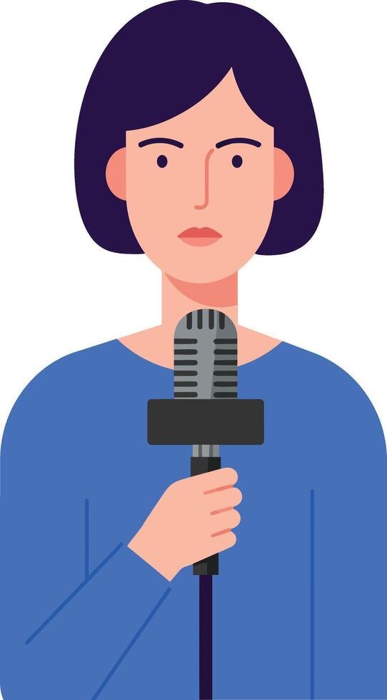 Person holding microphone in flat design style art vector