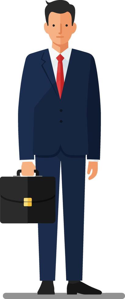 Businessman in formal suit holding briefcase in flat art style vector