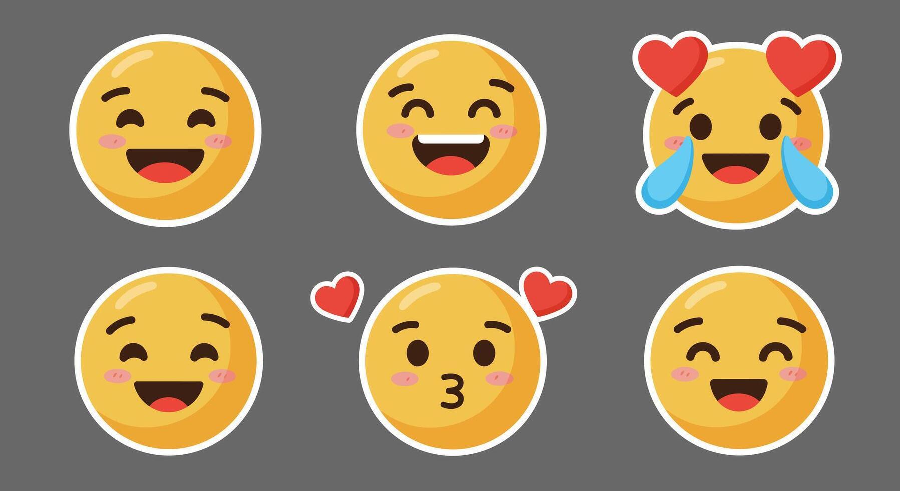 Emoji expressions showcasing happiness and love in flat illustration vector