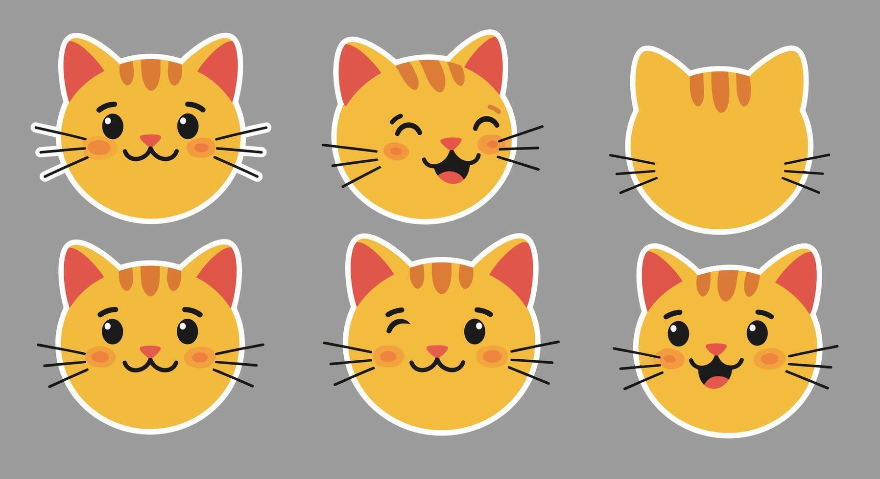 Cute cat expressions in playful design style showcasing emotions in art vector