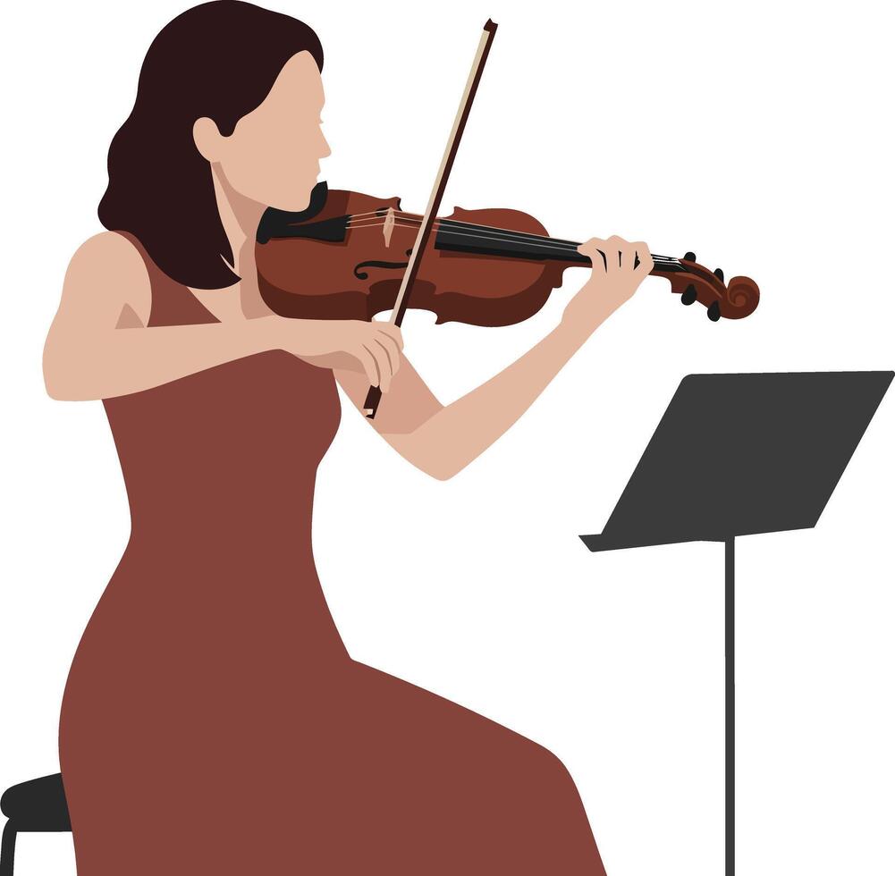 Violinist playing music in a minimal design style illustration vector