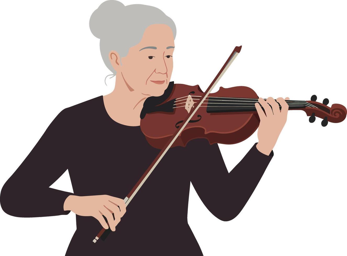 Elderly woman playing violin in minimal flat design art dqwdas vector
