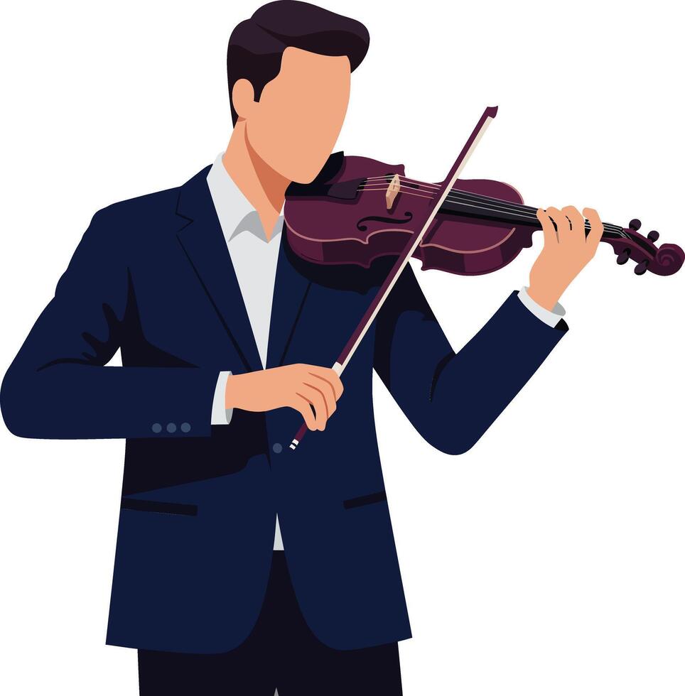 Musician playing violin in elegant suit detailed art vector
