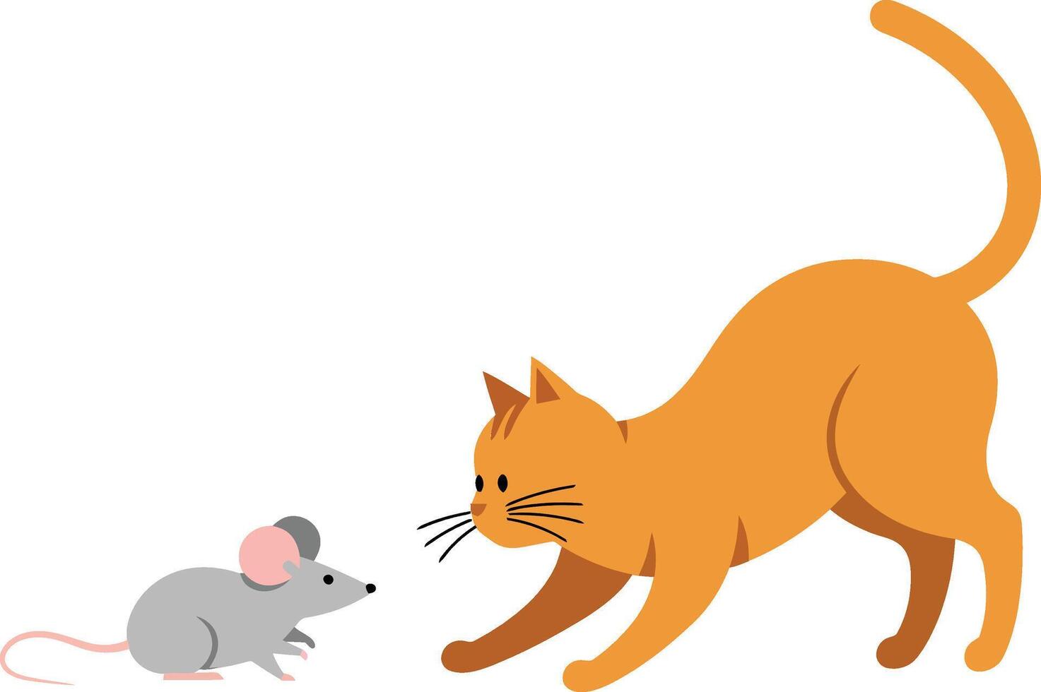 Cat and Mouse Interaction in Playful Style Flat Art vector