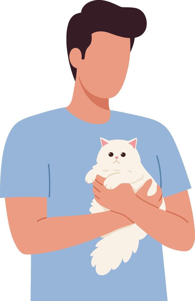 Elderly man holding white object in flat illustration style vector