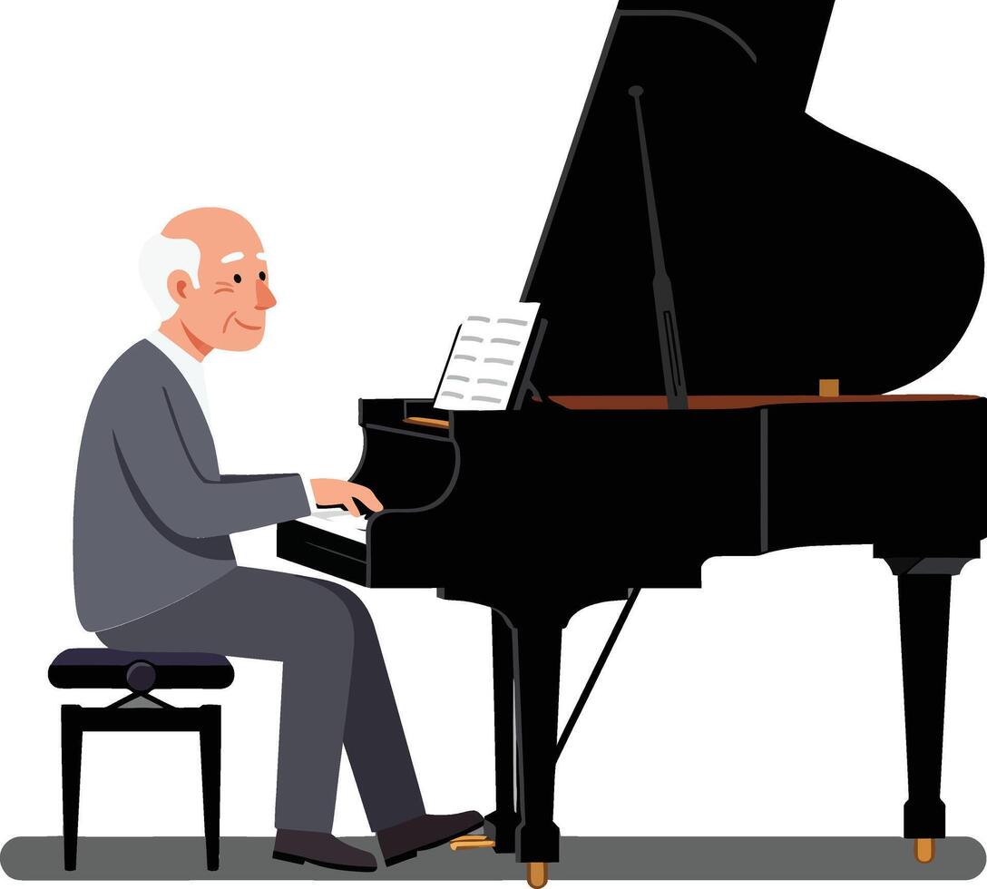 Saxophonist playing lively music in flat minimal style art vector