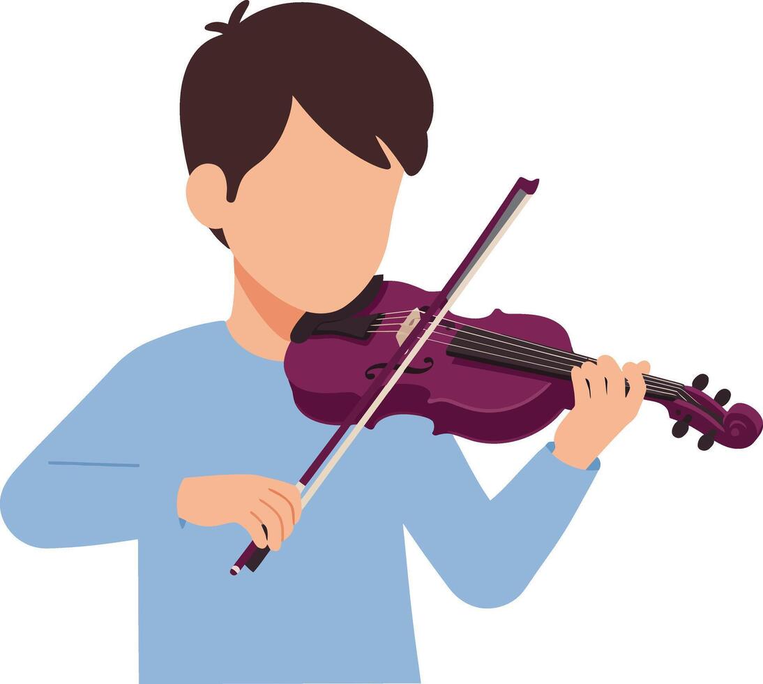 Boy playing grand piano in flat minimal style art vector