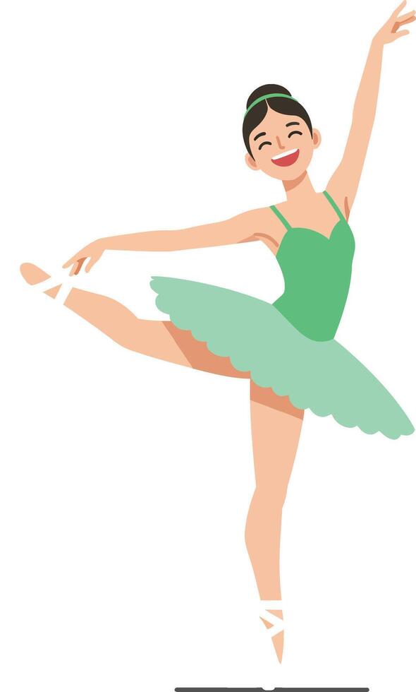 Ballerina performing graceful dance move in minimal flat design art vector
