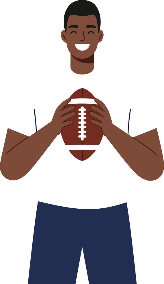 Football player holding a ball in minimal flat design art vector