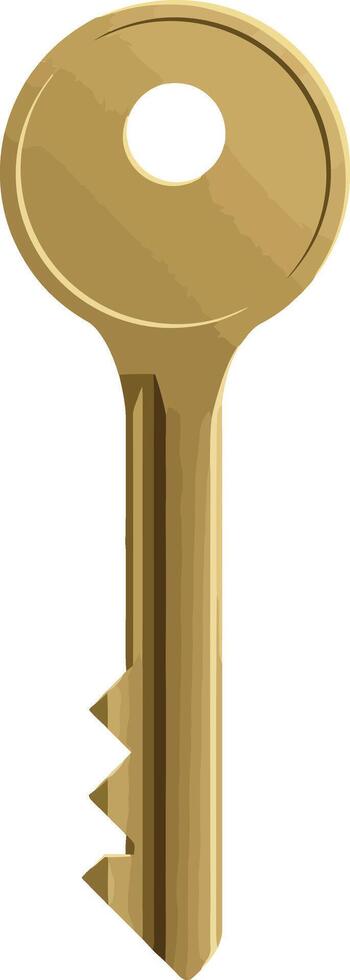 Gold key design in flat style showcasing details and smooth edges art vector
