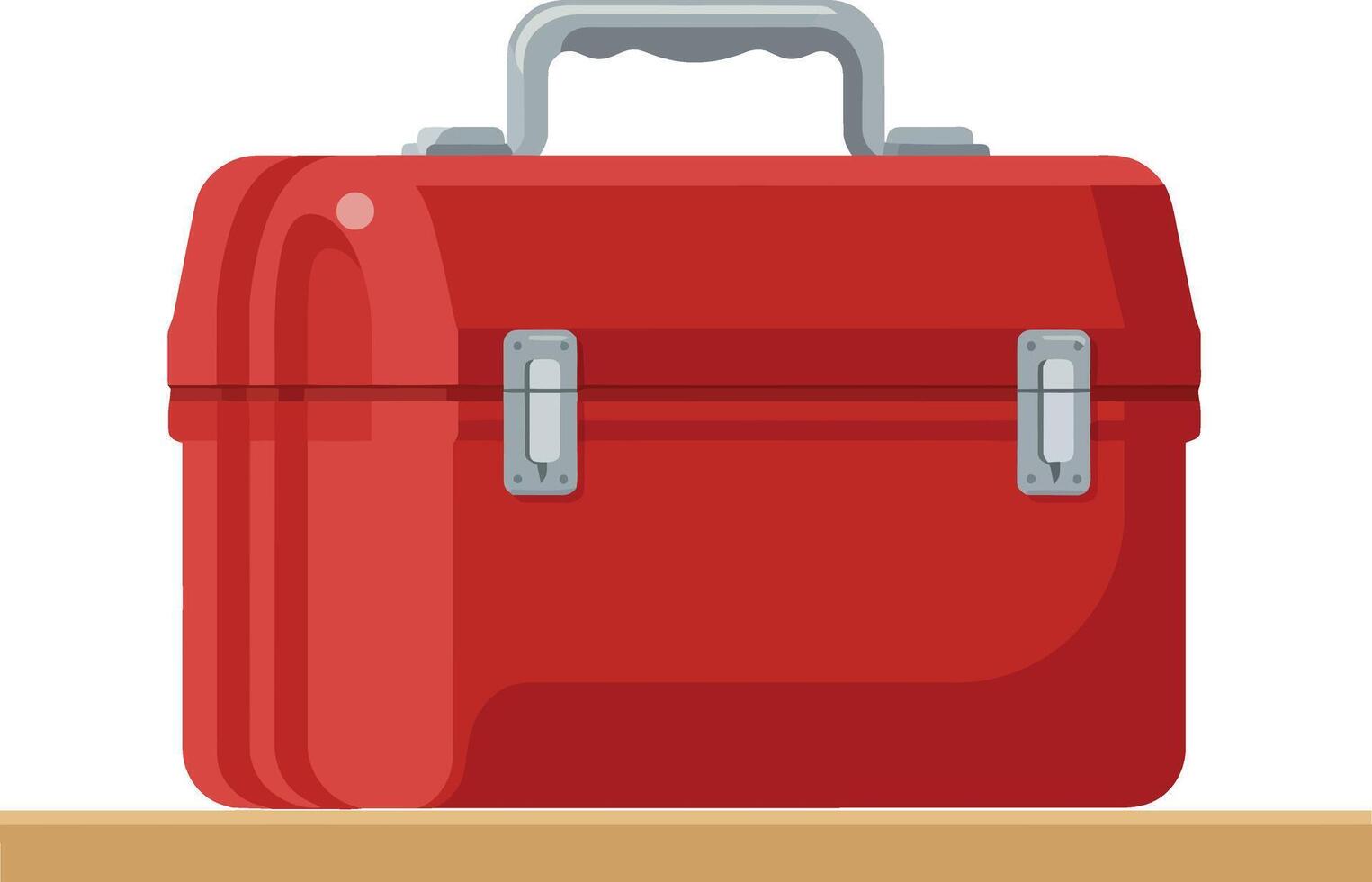 Red toolbox design in flat style featuring shiny metallic details and simple shapes art vector