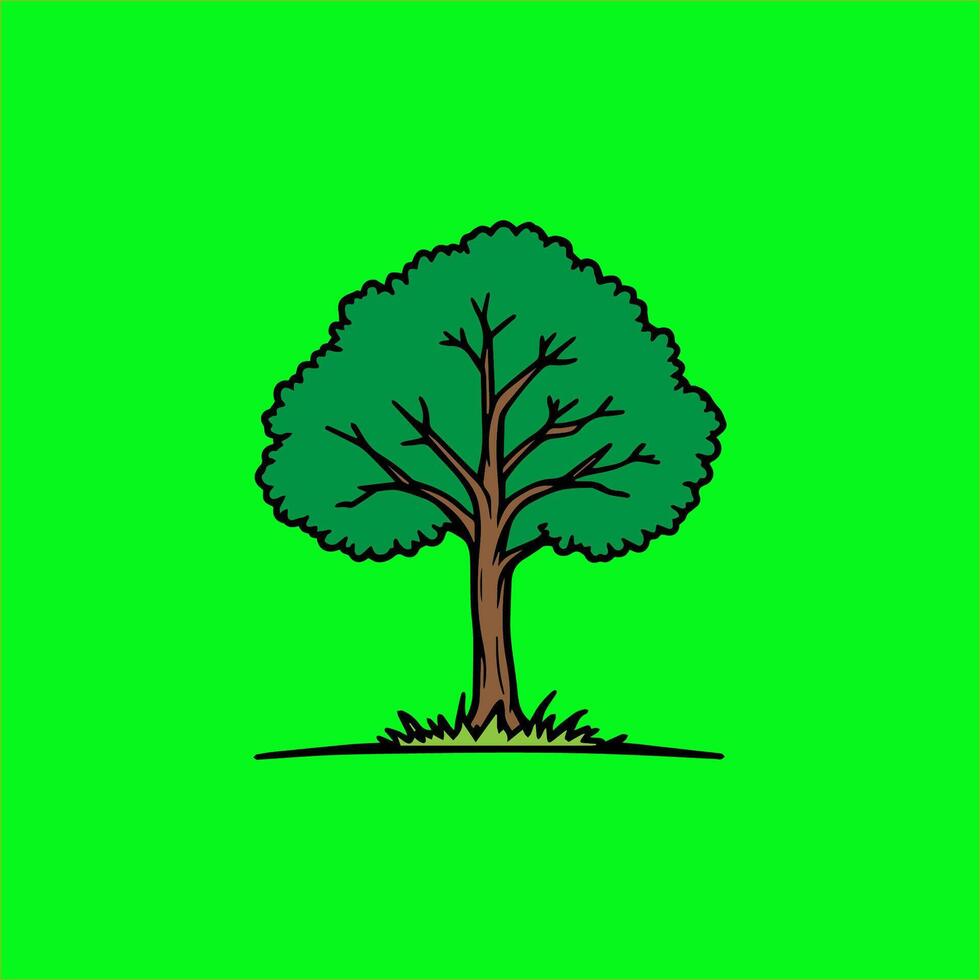 Arbor Day a cartoon tree on a green background vector