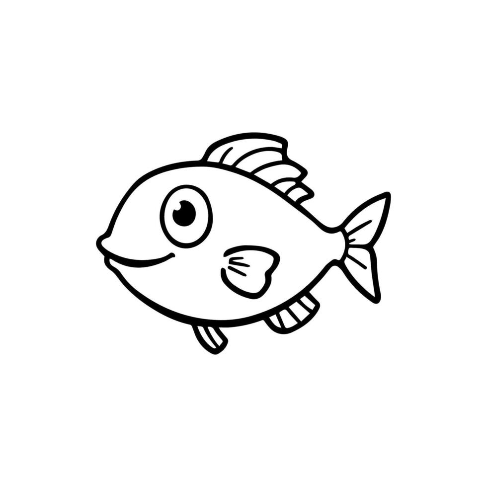 a cartoon fish is shown in black and white vector