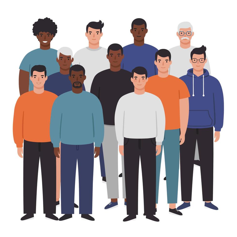 Group of Diverse Individuals in Flat Design Style Illustration vector