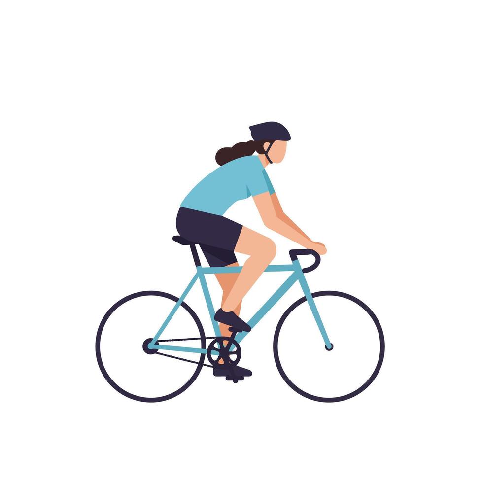 Woman riding a bicycle in a flat design style illustration vector