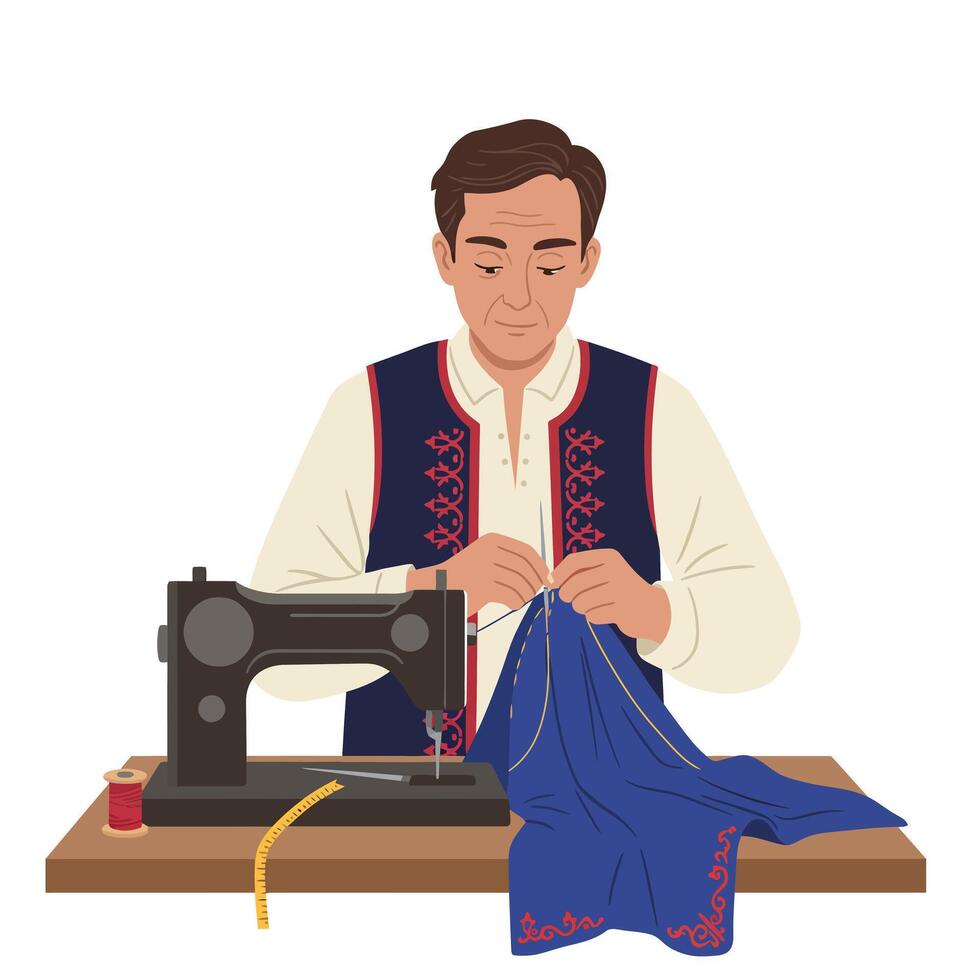 A tailor makes clothes. deqsa vector