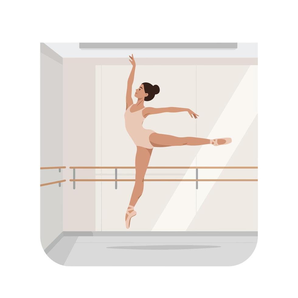 Elegant ballet dancer performing a graceful pose in minimal art vector