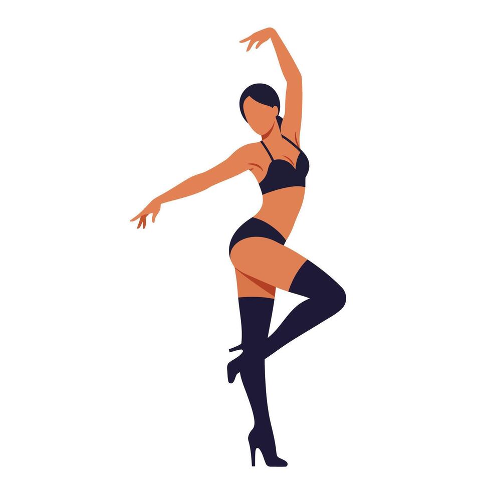 Stylish dancer in dynamic pose with flat design elements showcasing graceful movement art vector