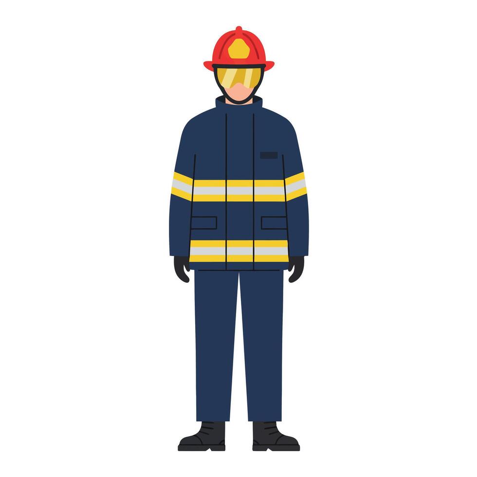 Firefighter wearing protective gear in flat design art vector