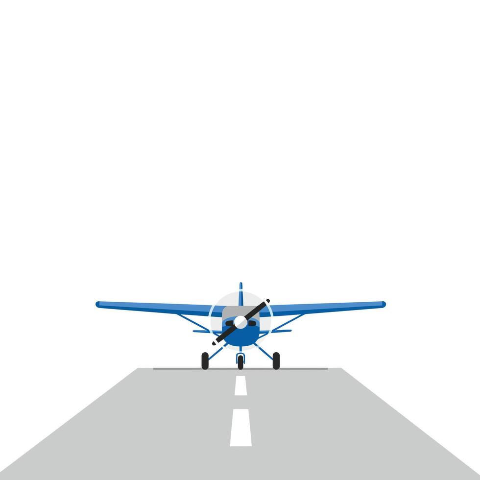 Airplane taking off from runway in flat minimal art vector