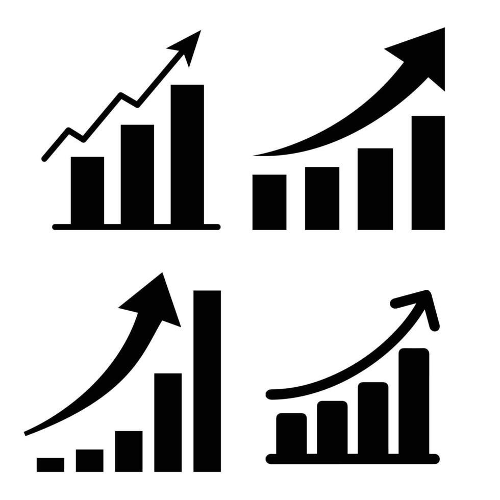 Charts showing business growth and progress vector