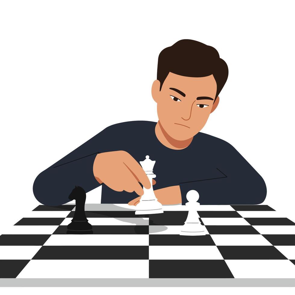 Chess player moving pieces in a flat design illustration vector