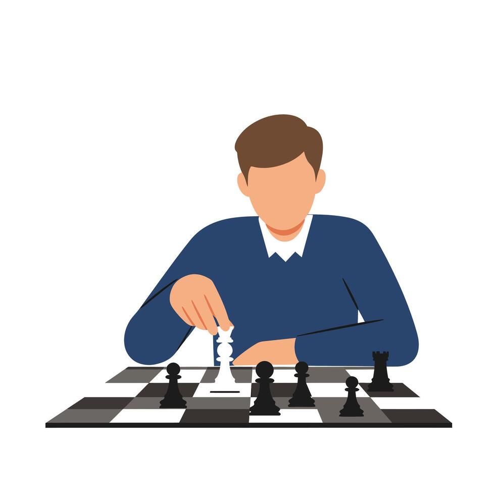 Chess player making a strategic move in flat art style illustration asdqw vector