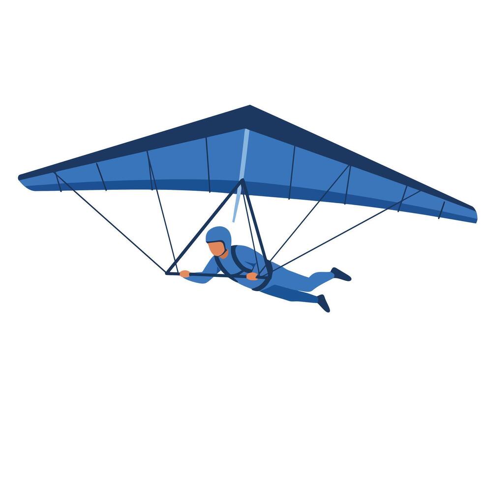 Hang glider soaring through the sky in a flat illustration style vector