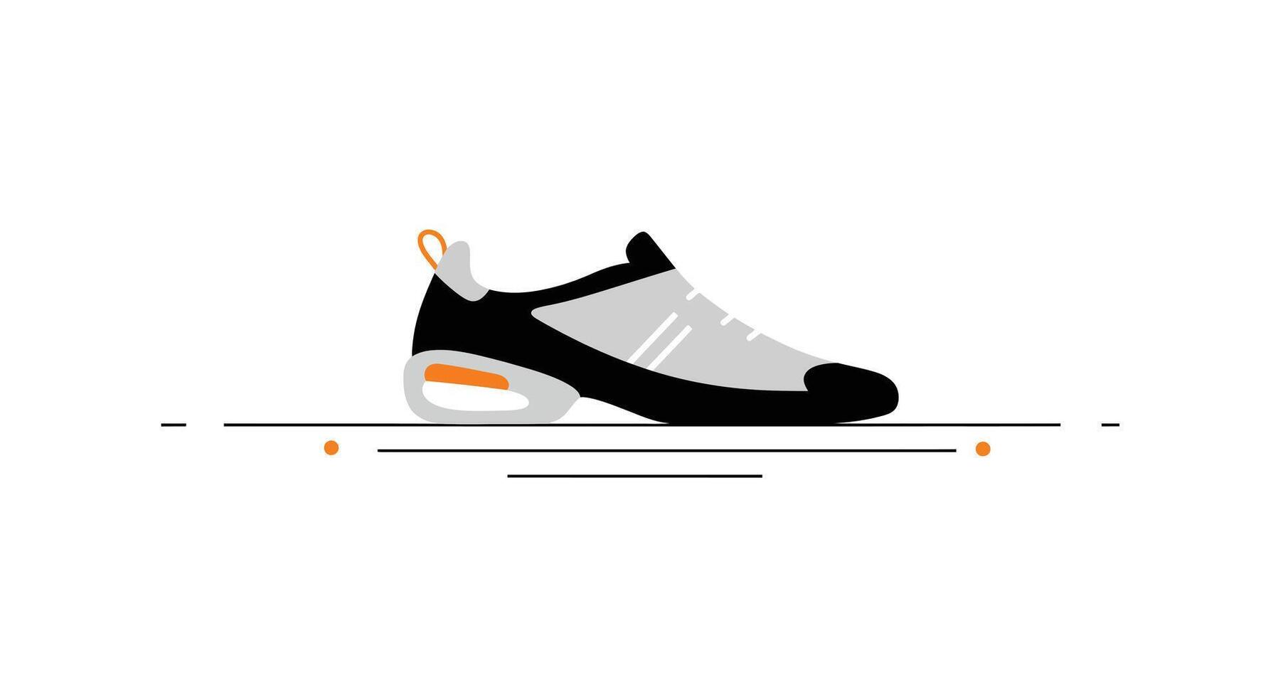 Stylish black and gray running shoe in flat art design style art vector