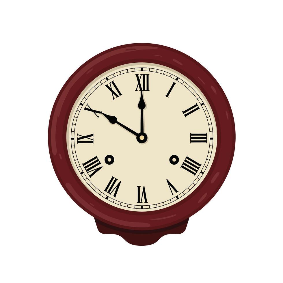 Classic round clock design in flat style featuring Roman numerals and elegant details art vector