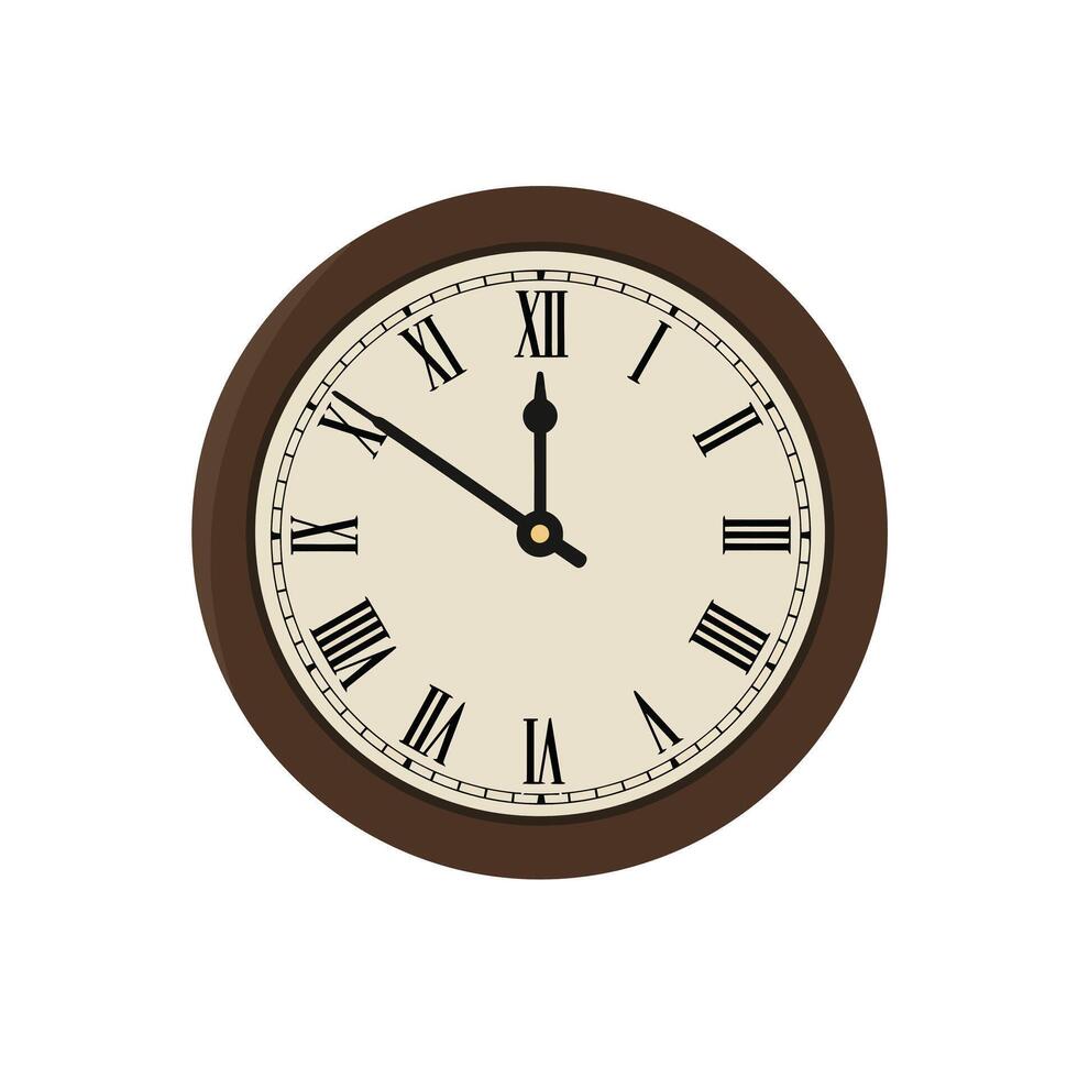 Classic round wall clock design in flat style art vector