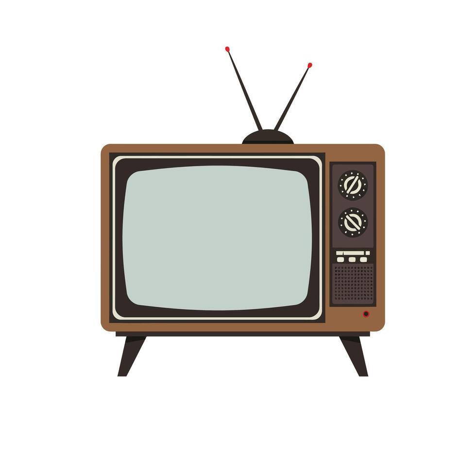 Retro television design in flat style featuring classic colors and minimal details art vector