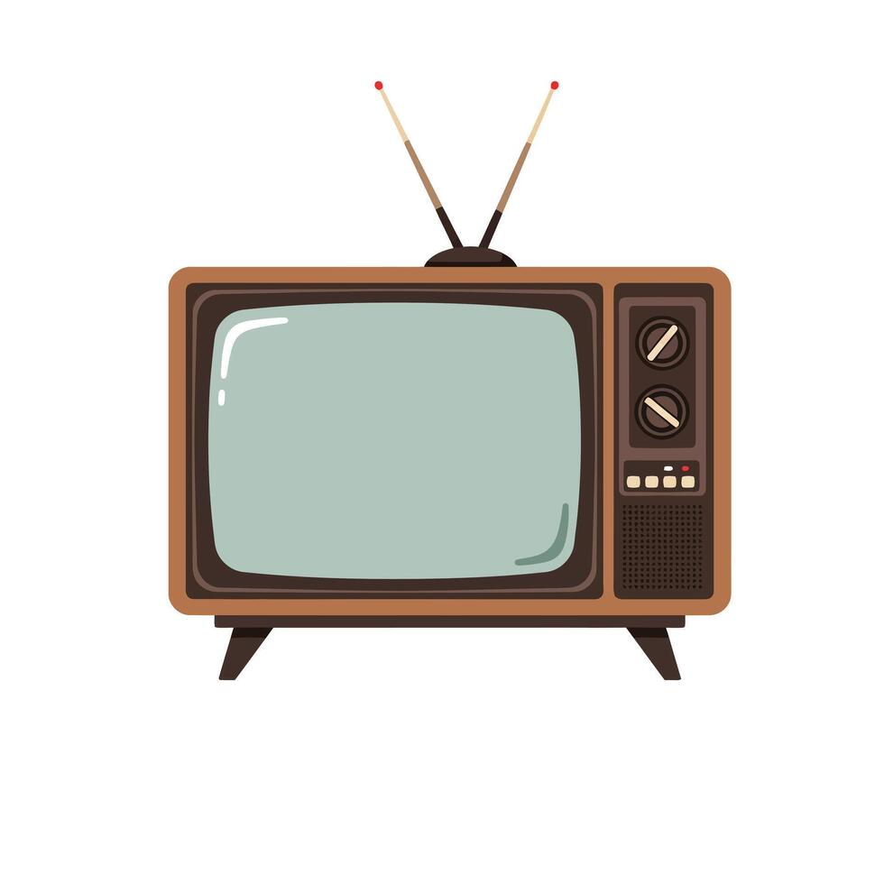 Retro television design in flat style with vintage colors and simple shapes illustration vector