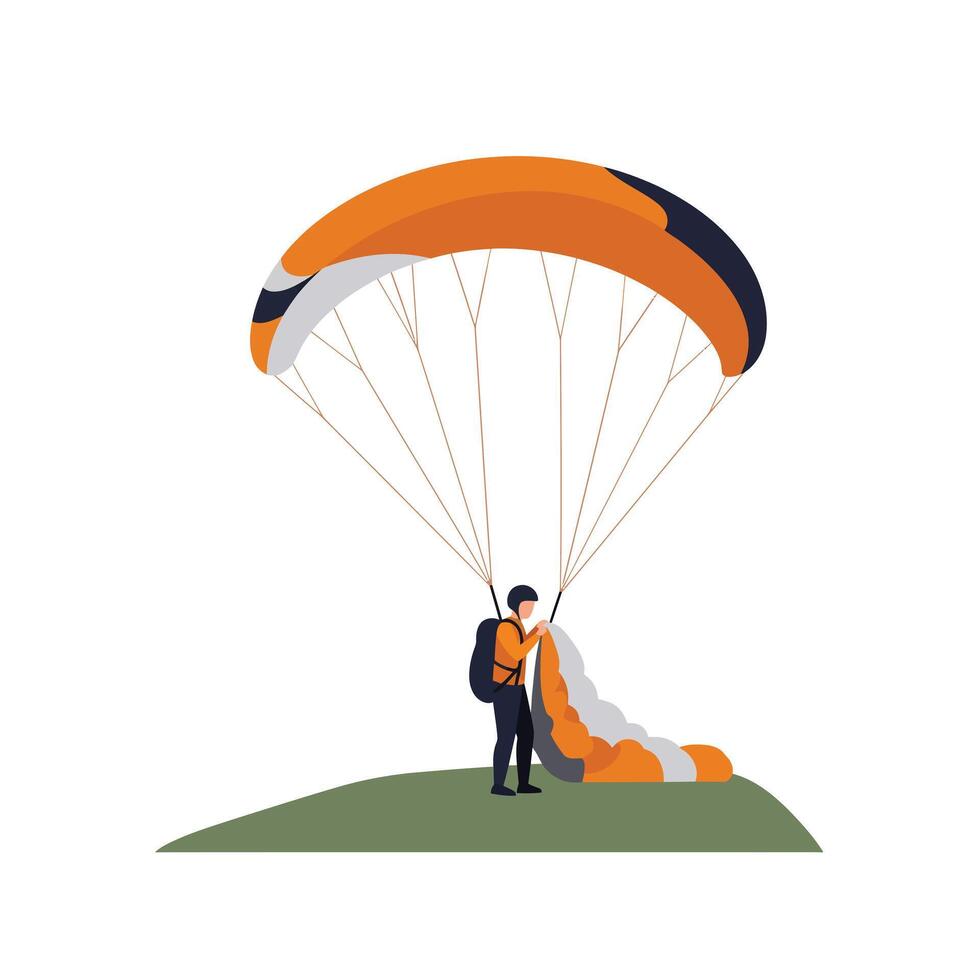 Paraglider in action with vibrant colors and minimal design illustration vector