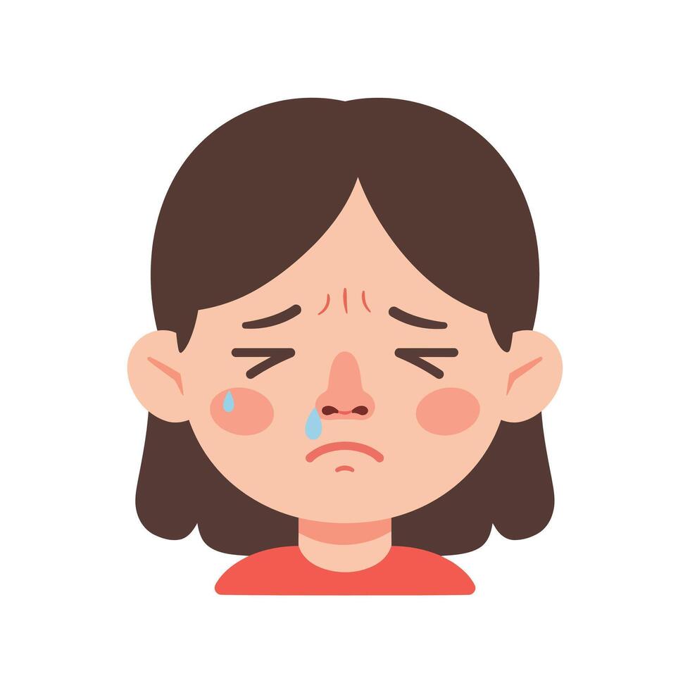 Sad girl expression with minimal details and soft colors in art vector