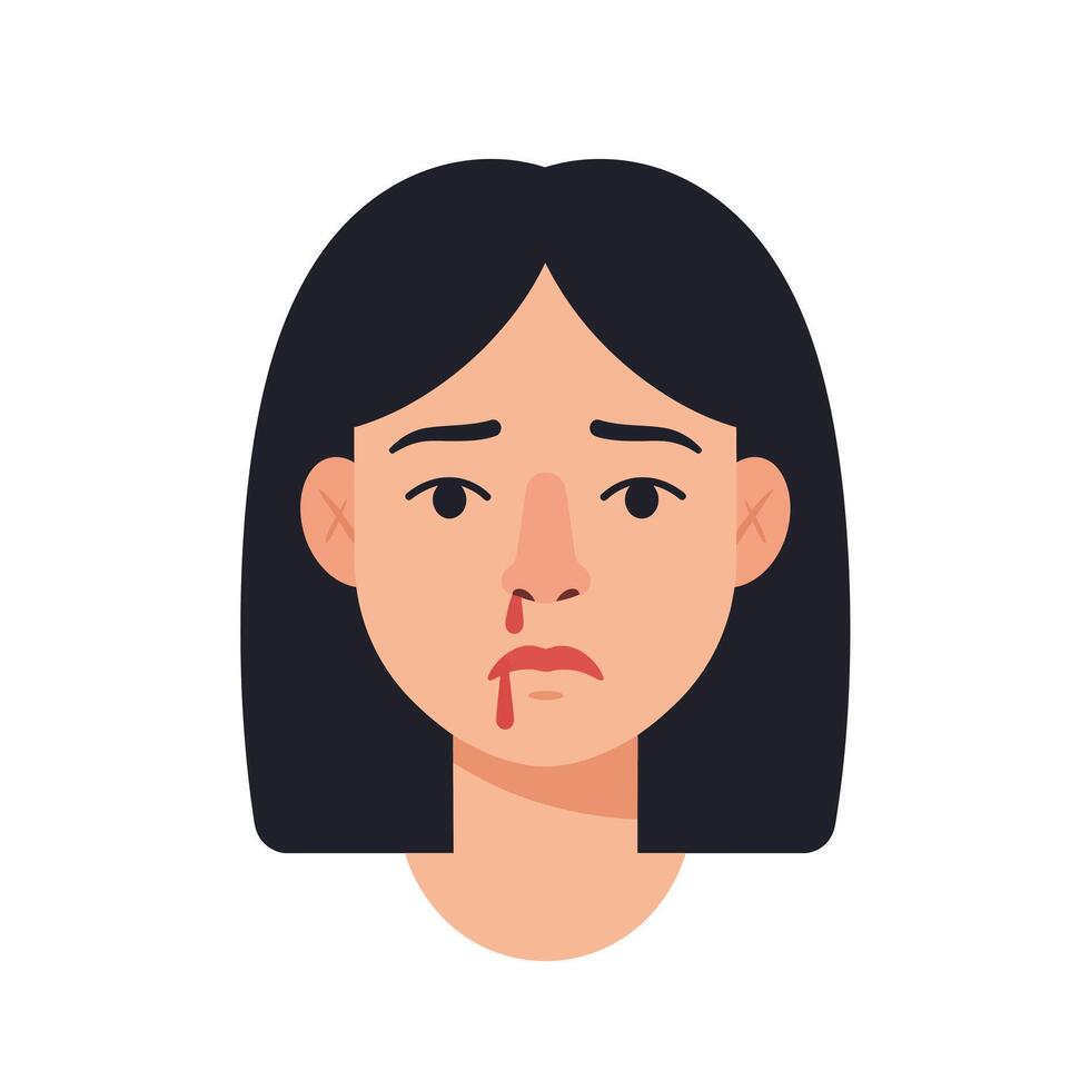 Female character with a sad expression in flat art style vector