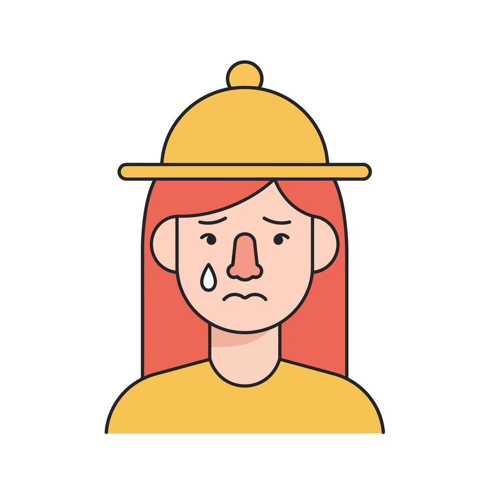 Sad woman with a serving dish in minimal flat art vector