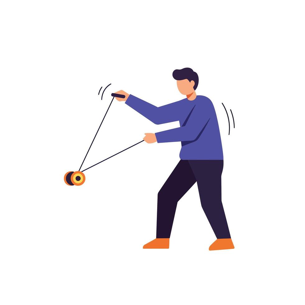 Person playing with a yo-yo in a minimal flat illustration vector
