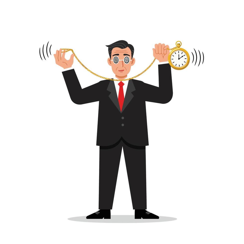 Businessman holding a pocket watch in a minimal flat style art vector