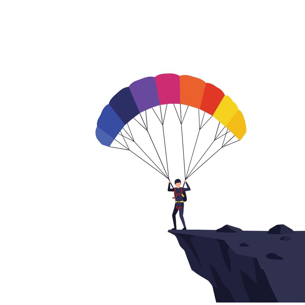 Parachutist Preparing for a Jump in Flat Minimal Art vector
