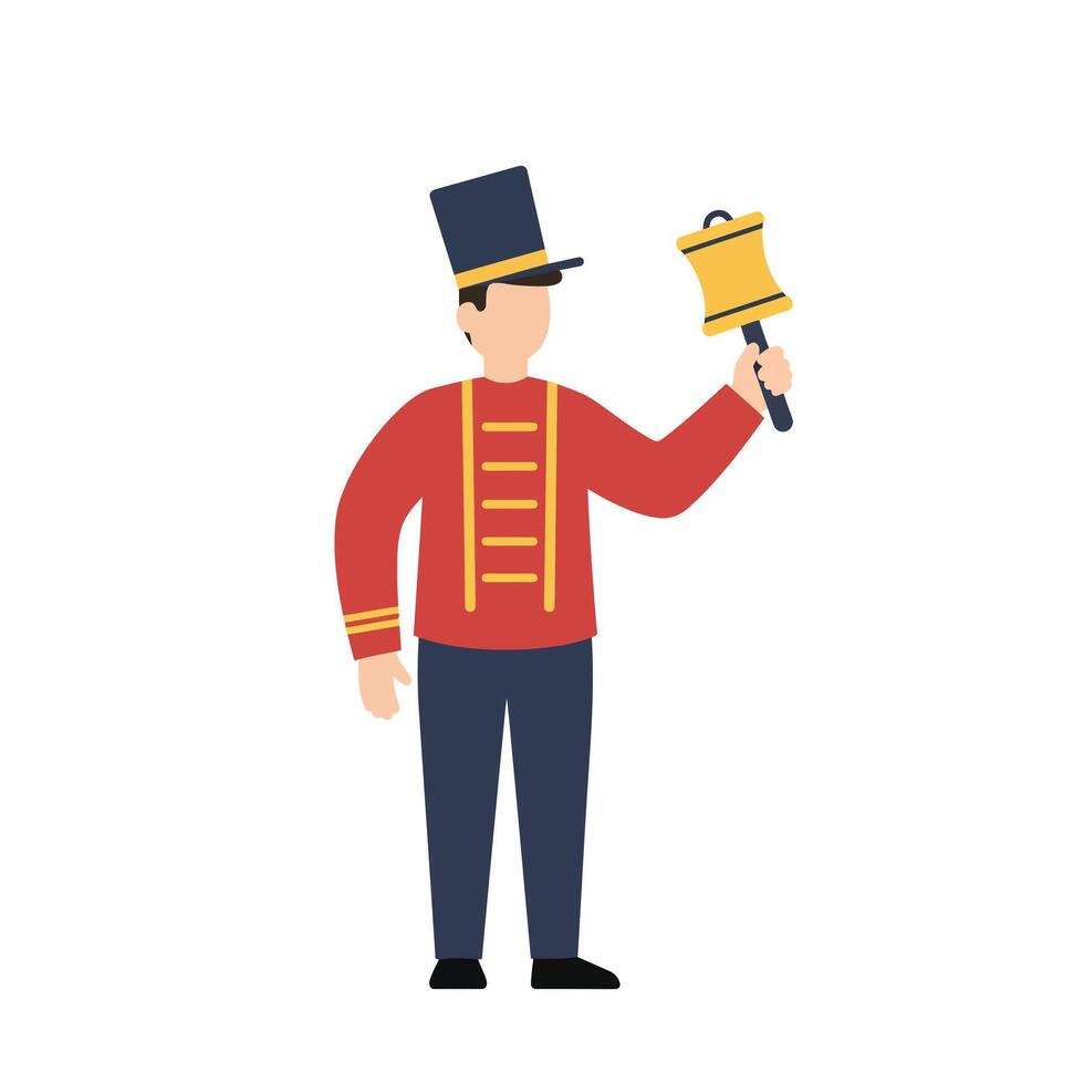 Bellman in uniform holding bell in flat style art vector